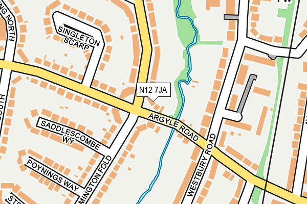 N12 7JA map - OS OpenMap – Local (Ordnance Survey)