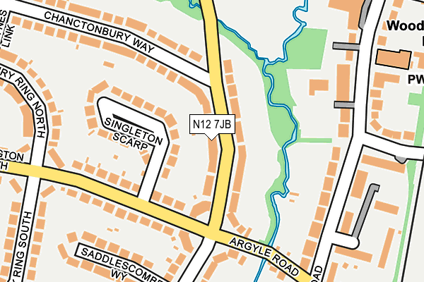 N12 7JB map - OS OpenMap – Local (Ordnance Survey)