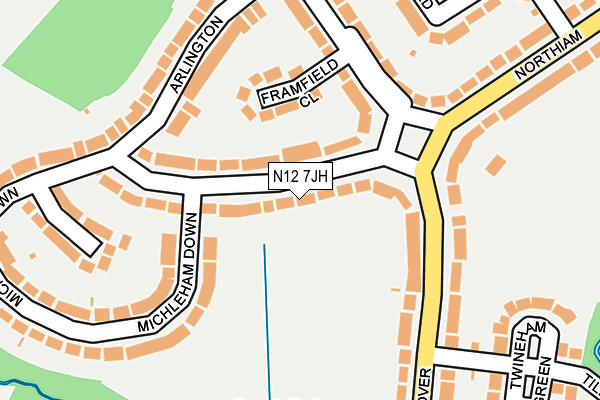 N12 7JH map - OS OpenMap – Local (Ordnance Survey)