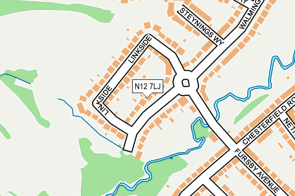 N12 7LJ map - OS OpenMap – Local (Ordnance Survey)