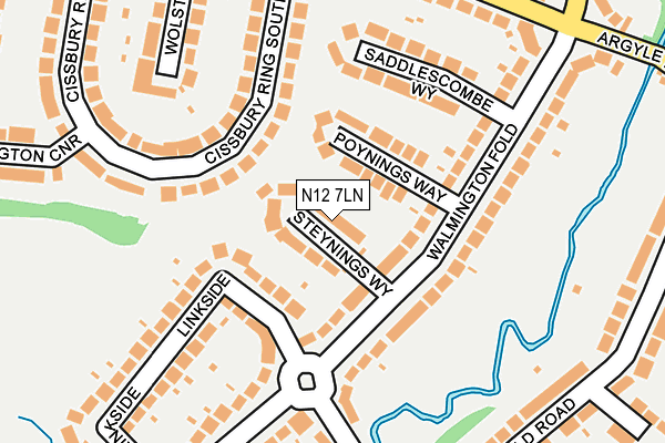 N12 7LN map - OS OpenMap – Local (Ordnance Survey)