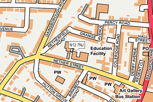 N12 7NJ map - OS OpenMap – Local (Ordnance Survey)