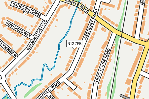 N12 7PB map - OS OpenMap – Local (Ordnance Survey)