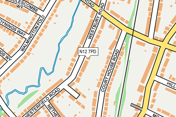 N12 7PD map - OS OpenMap – Local (Ordnance Survey)
