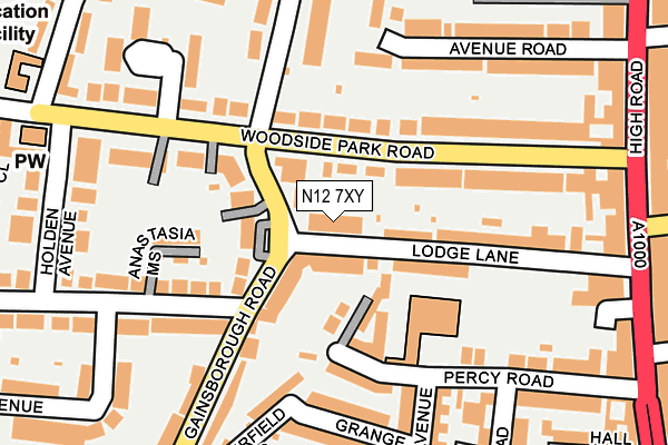 N12 7XY map - OS OpenMap – Local (Ordnance Survey)