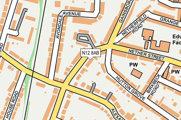 N12 8AB map - OS OpenMap – Local (Ordnance Survey)