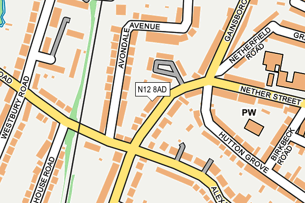 N12 8AD map - OS OpenMap – Local (Ordnance Survey)