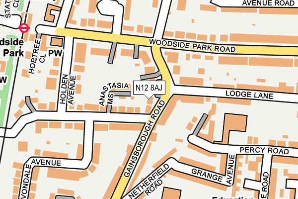 N12 8AJ map - OS OpenMap – Local (Ordnance Survey)