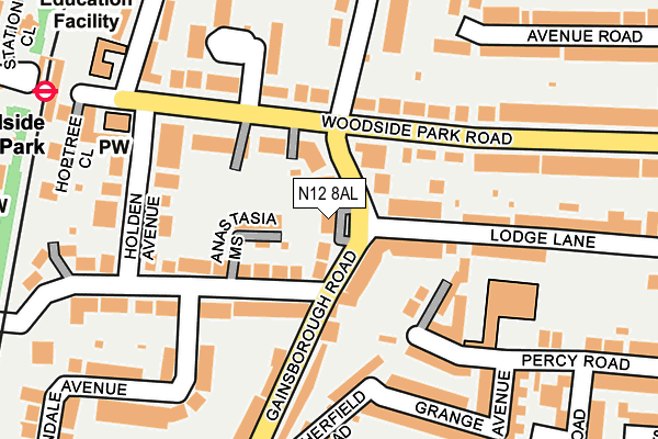 N12 8AL map - OS OpenMap – Local (Ordnance Survey)