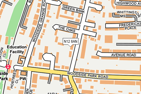 N12 8AN map - OS OpenMap – Local (Ordnance Survey)