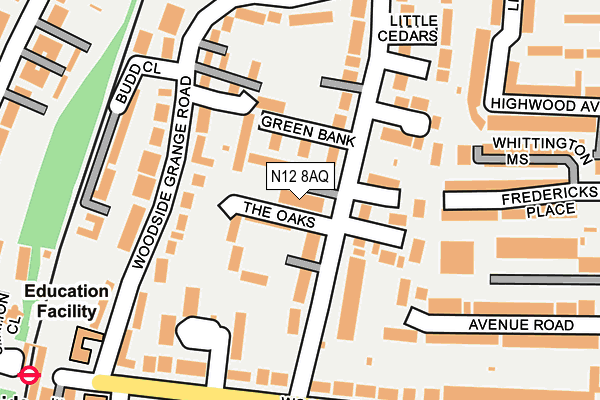 N12 8AQ map - OS OpenMap – Local (Ordnance Survey)