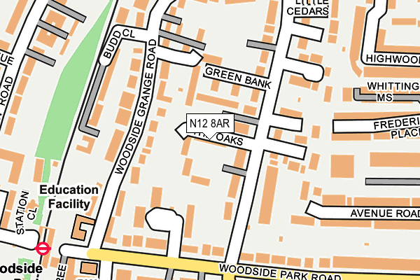 N12 8AR map - OS OpenMap – Local (Ordnance Survey)