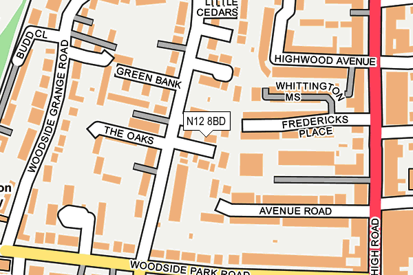 N12 8BD map - OS OpenMap – Local (Ordnance Survey)