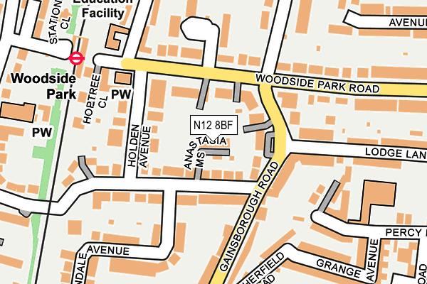 N12 8BF map - OS OpenMap – Local (Ordnance Survey)