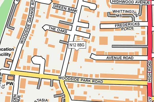N12 8BG map - OS OpenMap – Local (Ordnance Survey)