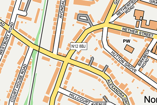 N12 8BJ map - OS OpenMap – Local (Ordnance Survey)