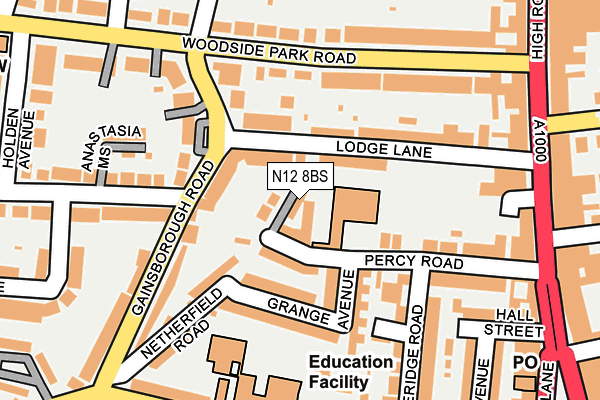 N12 8BS map - OS OpenMap – Local (Ordnance Survey)