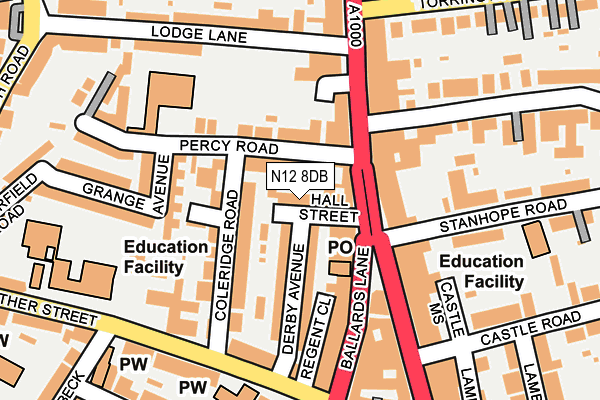 N12 8DB map - OS OpenMap – Local (Ordnance Survey)