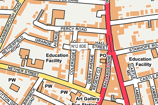 N12 8DE map - OS OpenMap – Local (Ordnance Survey)