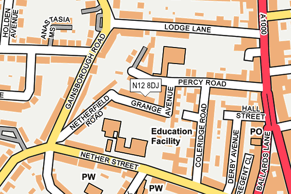 N12 8DJ map - OS OpenMap – Local (Ordnance Survey)