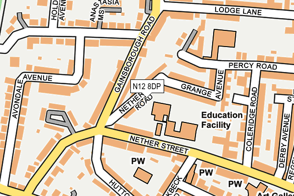 N12 8DP map - OS OpenMap – Local (Ordnance Survey)