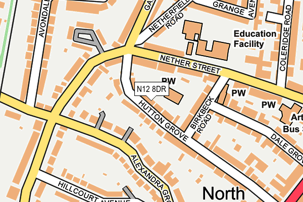 N12 8DR map - OS OpenMap – Local (Ordnance Survey)