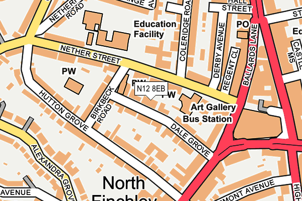 N12 8EB map - OS OpenMap – Local (Ordnance Survey)