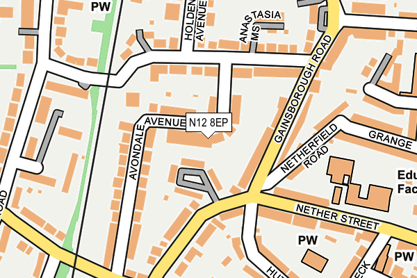 N12 8EP map - OS OpenMap – Local (Ordnance Survey)