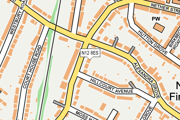 N12 8ES map - OS OpenMap – Local (Ordnance Survey)
