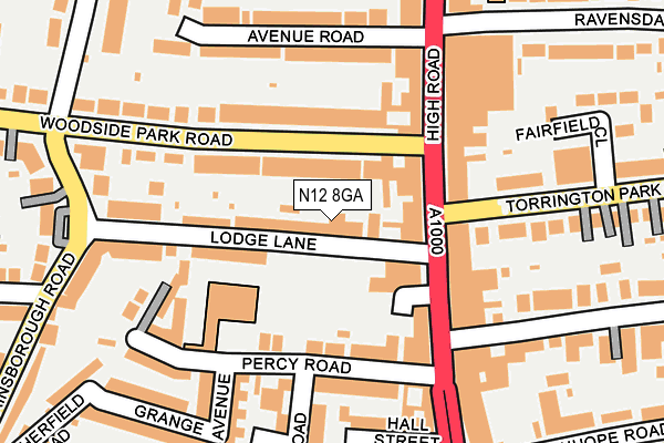 N12 8GA map - OS OpenMap – Local (Ordnance Survey)