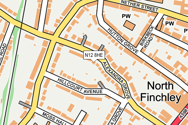 N12 8HE map - OS OpenMap – Local (Ordnance Survey)