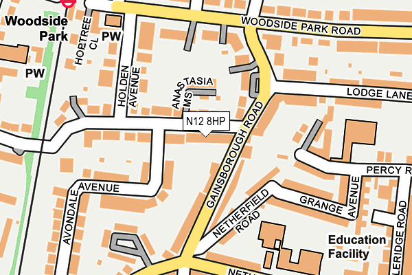 N12 8HP map - OS OpenMap – Local (Ordnance Survey)