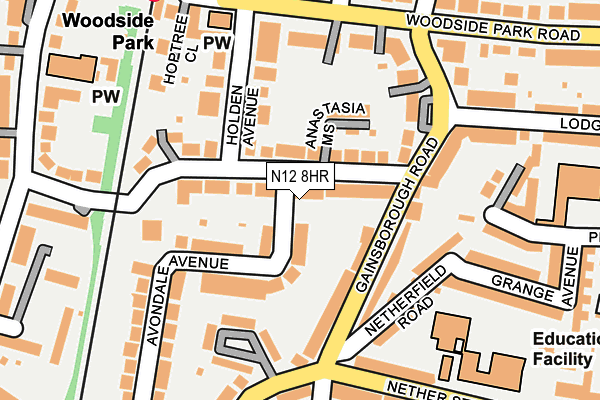 N12 8HR map - OS OpenMap – Local (Ordnance Survey)