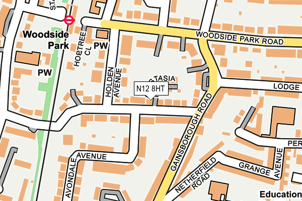 N12 8HT map - OS OpenMap – Local (Ordnance Survey)