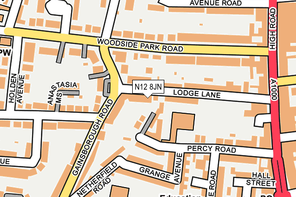 N12 8JN map - OS OpenMap – Local (Ordnance Survey)