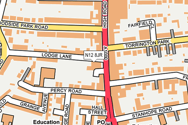 N12 8JR map - OS OpenMap – Local (Ordnance Survey)