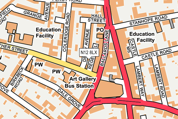 N12 8LX map - OS OpenMap – Local (Ordnance Survey)