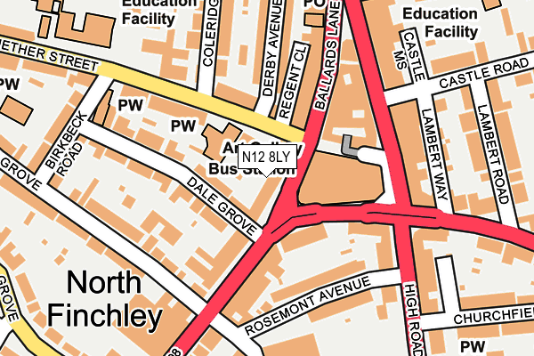 N12 8LY map - OS OpenMap – Local (Ordnance Survey)