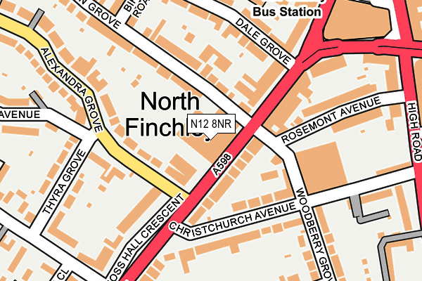 N12 8NR map - OS OpenMap – Local (Ordnance Survey)