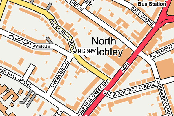 N12 8NW map - OS OpenMap – Local (Ordnance Survey)