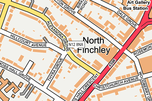 N12 8NX map - OS OpenMap – Local (Ordnance Survey)