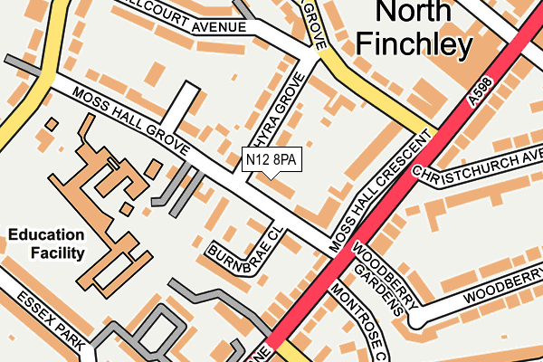 N12 8PA map - OS OpenMap – Local (Ordnance Survey)