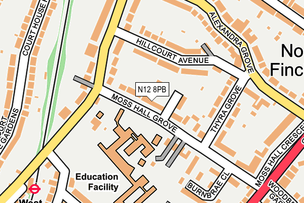 N12 8PB map - OS OpenMap – Local (Ordnance Survey)
