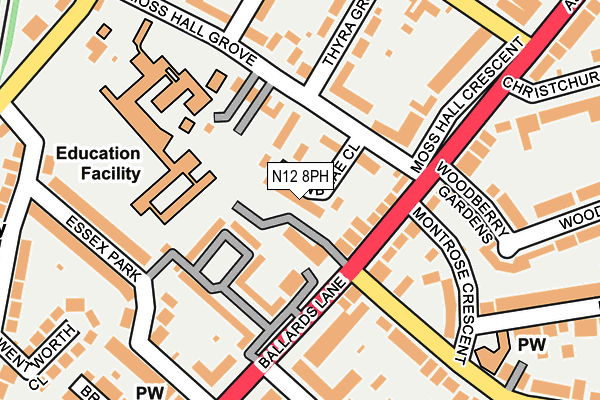 N12 8PH map - OS OpenMap – Local (Ordnance Survey)