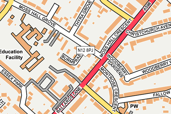N12 8PJ map - OS OpenMap – Local (Ordnance Survey)
