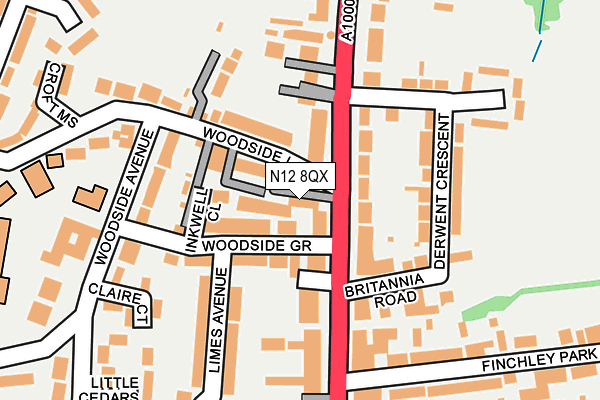 N12 8QX map - OS OpenMap – Local (Ordnance Survey)