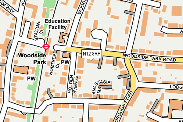 N12 8RF map - OS OpenMap – Local (Ordnance Survey)