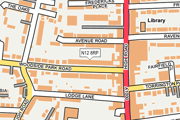 N12 8RP map - OS OpenMap – Local (Ordnance Survey)
