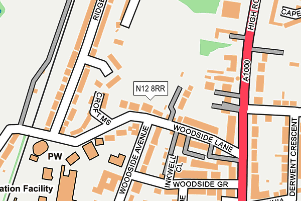 N12 8RR map - OS OpenMap – Local (Ordnance Survey)
