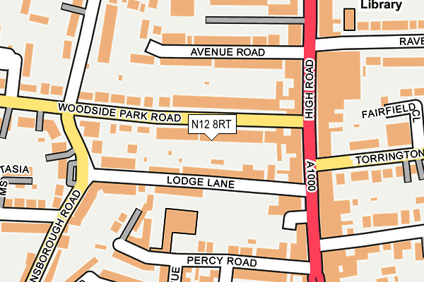 N12 8RT map - OS OpenMap – Local (Ordnance Survey)